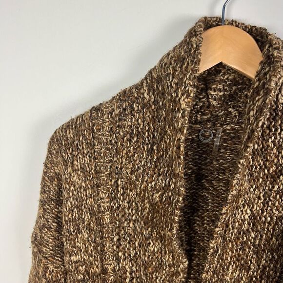 Anthropologie One Girl Who Open Front Cardigan Sweater Chunky Knit Brown S - Picture 4 of 6